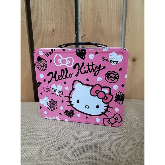 Vintage 2012 Hello Kitty Pink Tin Lunchbox 8.25x7x4" - Picture 1 of 4
